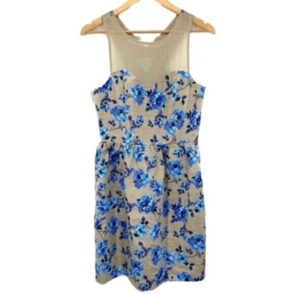 CeCe By Cynthia Steffe Floral Cutout Dress Blue Roses
